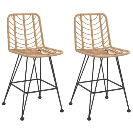 Sgabelli da Bar 2 pz 45x56x103,5 cm Rattan PE e Acciaio