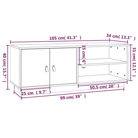 Mobile Porta TV Nero 105x34x40 cm in Legno Massello di Pino