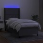 Letto a Molle Materasso e LED Grigio Scuro 90x200 cm in Tessuto