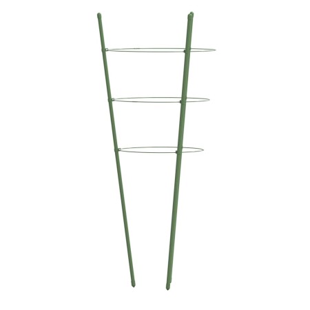 Supporti Piante da Giardino con 3 Anelli 5pz Verde 75cm Acciaio