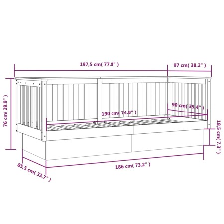 Dormeuse Miele 90x190 cm in Legno Massello di Pino