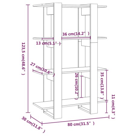 Libreria/Divisorio Rovere Sonoma 80x30x123,5 cm