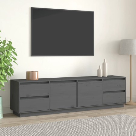 Mobile Porta TV Grigio 176x37x47,5 cm in Legno Massello di Pino