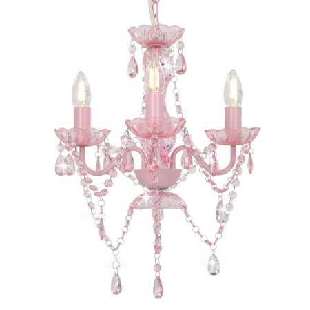 Lampadario con Perline Rosa Tondo 3 E14