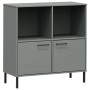 Libreria Gambe Metallo Grigio 90x35x90,5 cm Legno Massello OSLO