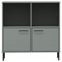 Libreria Gambe Metallo Grigio 90x35x90,5 cm Legno Massello OSLO