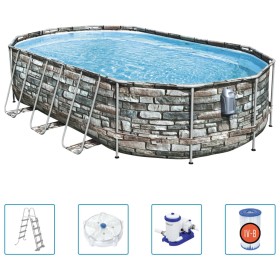 Bestway Set Piscina Power Steel Comfort Jet Series Ovale 610x366x122cm