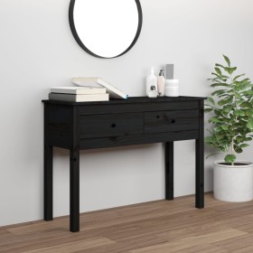 Tavolo Consolle Nero 100x35x75 cm in Legno Massello di Pino