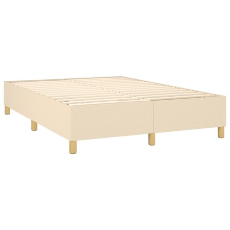 Letto a Molle con Materasso e LED Crema 140x190 cm in Tessuto