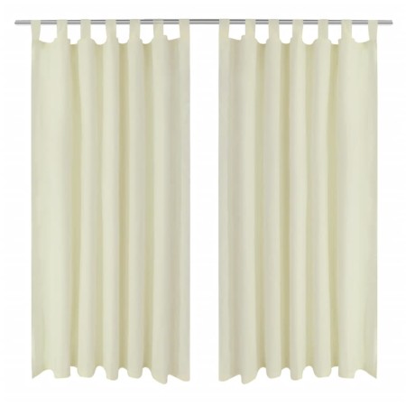 Tende Micro-Raso Crema 2 pezzi con Occhielli 140 x 245 cm