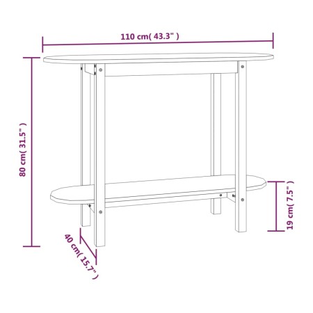 Tavolo Consolle Miele 110x40x80 cm in Legno Massello di Pino