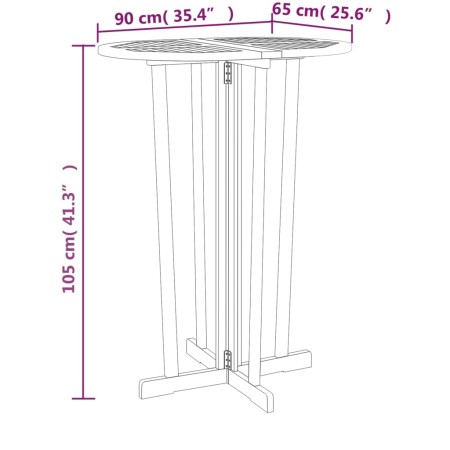 Tavolo da Bar Pieghevole 90x65x105 cm in Legno Massello di Teak