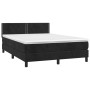 Letto a Molle con Materasso e LED Nero 140x190 cm in Velluto