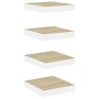 Scaffali a Parete 4 pz Rovere e Bianco 23x23,5x3,8 cm in MDF