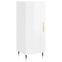 Credenza Bianco Lucido 34,5x34x90 cm in Legno Multistrato