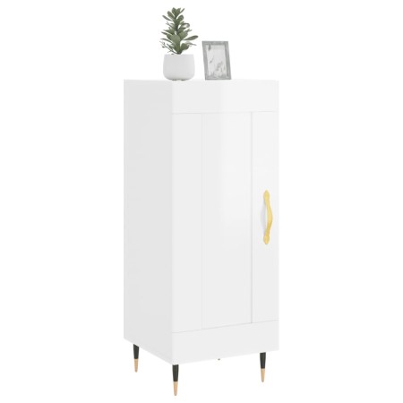 Credenza Bianco Lucido 34,5x34x90 cm in Legno Multistrato