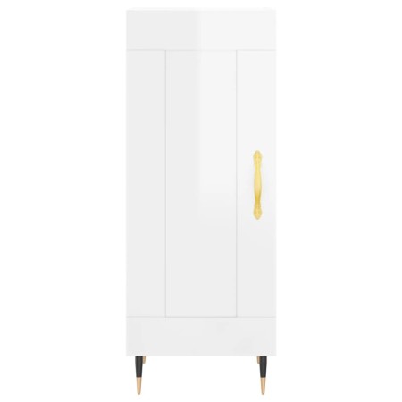 Credenza Bianco Lucido 34,5x34x90 cm in Legno Multistrato