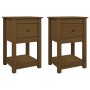 Comodini 2 pz Miele 40x35x61,5 cm in Legno Massello di Pino