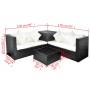 Set Divani da Giardino 4 pz con Cuscini in Polyrattan Nero