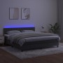 Letto a Molle con Materasso e LED Grigio Scuro 160x200 cm