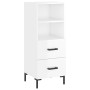 Credenza Bianco Lucido 34,5x34x90 cm in Legno Multistrato