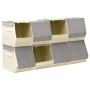 Scatole Impilabili con Coperchio Set 8pz Tessuto Grigio e Crema
