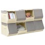 Scatole Impilabili con Coperchio Set 8pz Tessuto Grigio e Crema