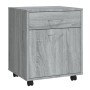 Armadietto con Ruote Grigio Sonoma 45x38x54cm Legno Multistrato