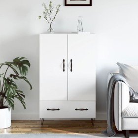 Credenza Bianco Lucido 69,5x31x115 cm in Legno Multistrato