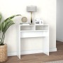 Tavolino Consolle Bianco Lucido 78x30x80 cm Legno Multistrato