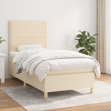 Giroletto a Molle con Materasso Crema 100x200 cm in Tessuto