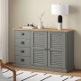 Credenza Cassetti VIGO 113x40x75 cm Legno Massello Pino Grigio