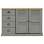 Credenza Cassetti VIGO 113x40x75 cm Legno Massello Pino Grigio