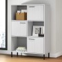 Libreria Gambe Metallo Bianco 90x35x128,5cm Legno Massello OSLO