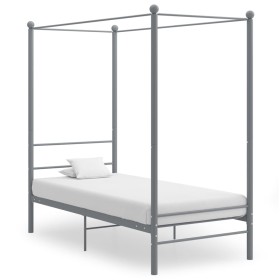 Letto a Baldacchino Grigio in Metallo 90x200 cm