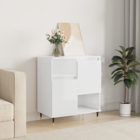 Credenza Bianco Lucido 60x35x70 cm in Legno Multistrato