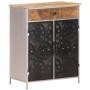 Credenza 60x35x75 cm in Legno di Mango Grezzo e Ferro