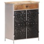 Credenza 60x35x75 cm in Legno di Mango Grezzo e Ferro