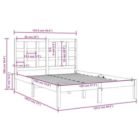 Giroletto Bianco in Legno Massello 120x190 cm Small Double