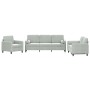 Set di Divani 3 pz con Cuscini Grigio Chiaro in Velluto