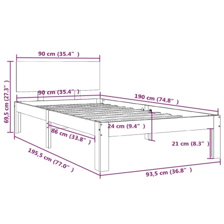 Giroletto in Legno Massello 90x190 cm Single