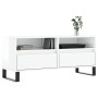 Mobile Porta TV Bianco Lucido 100x34,5x44,5cm Legno Multistrato