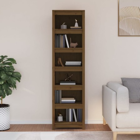 Libreria Marrone Miele 50x35x183 cm in Legno Massello di Pino