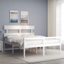 Letto per Anziani con Testiera Bianco 160x200 cm Legno Massello