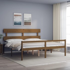 Letto per Anziani con Testiera Miele 200x200 cm Legno Massello