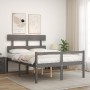 Letto per Anziani con Testiera Grigio 120x200 cm Legno Massello