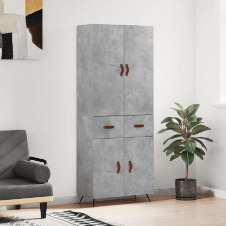 Credenza Grigio Cemento 69,5x34x180 cm in Legno Multistrato