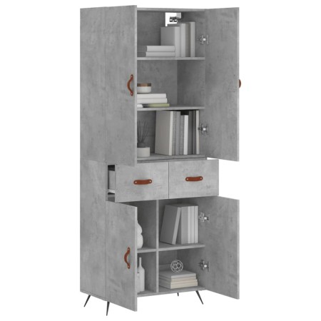 Credenza Grigio Cemento 69,5x34x180 cm in Legno Multistrato