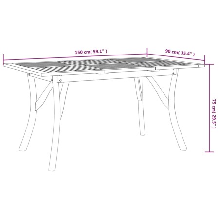 Tavolo da Giardino 150x90x75 cm Legno Massello di Acacia