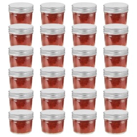 Vasi per Marmellata in Vetro Coperchio Argento 24 pz 110 ml